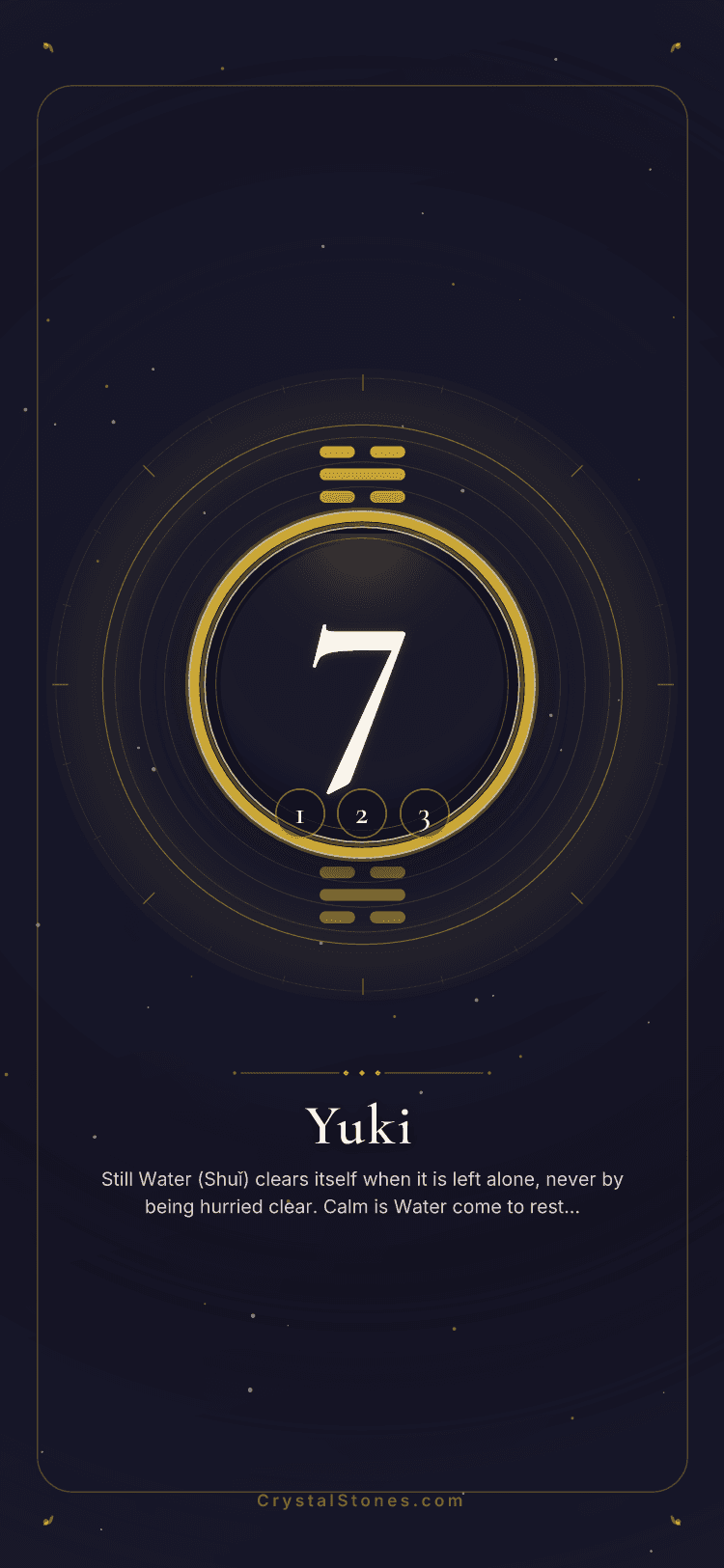 Peace and Calm Lucky Wallpaper example shown on a phone lock screen, the Water 水 element, with the clock sitting clear of the medallion
